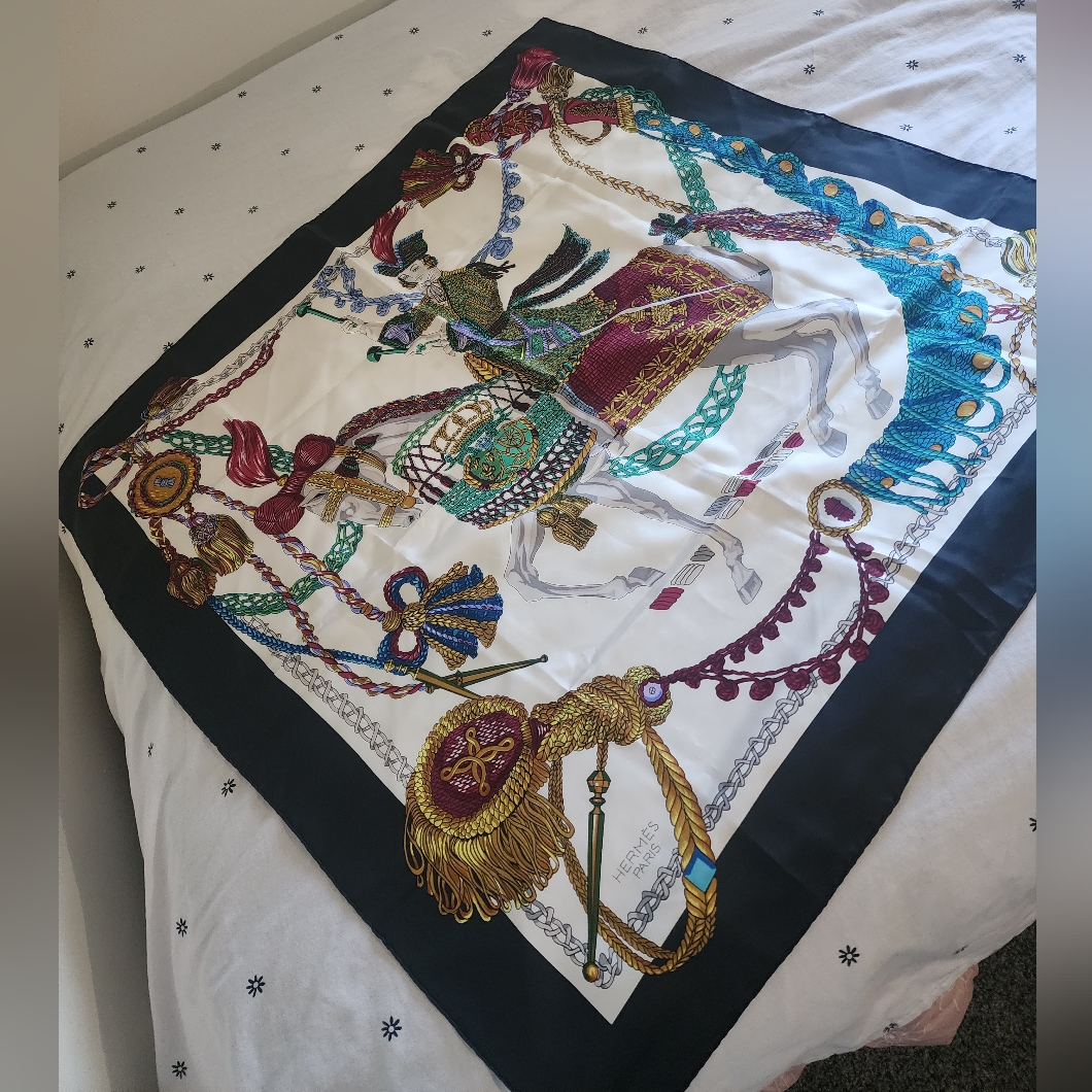Authentic Hermes Paris Equestrian Print Scarf